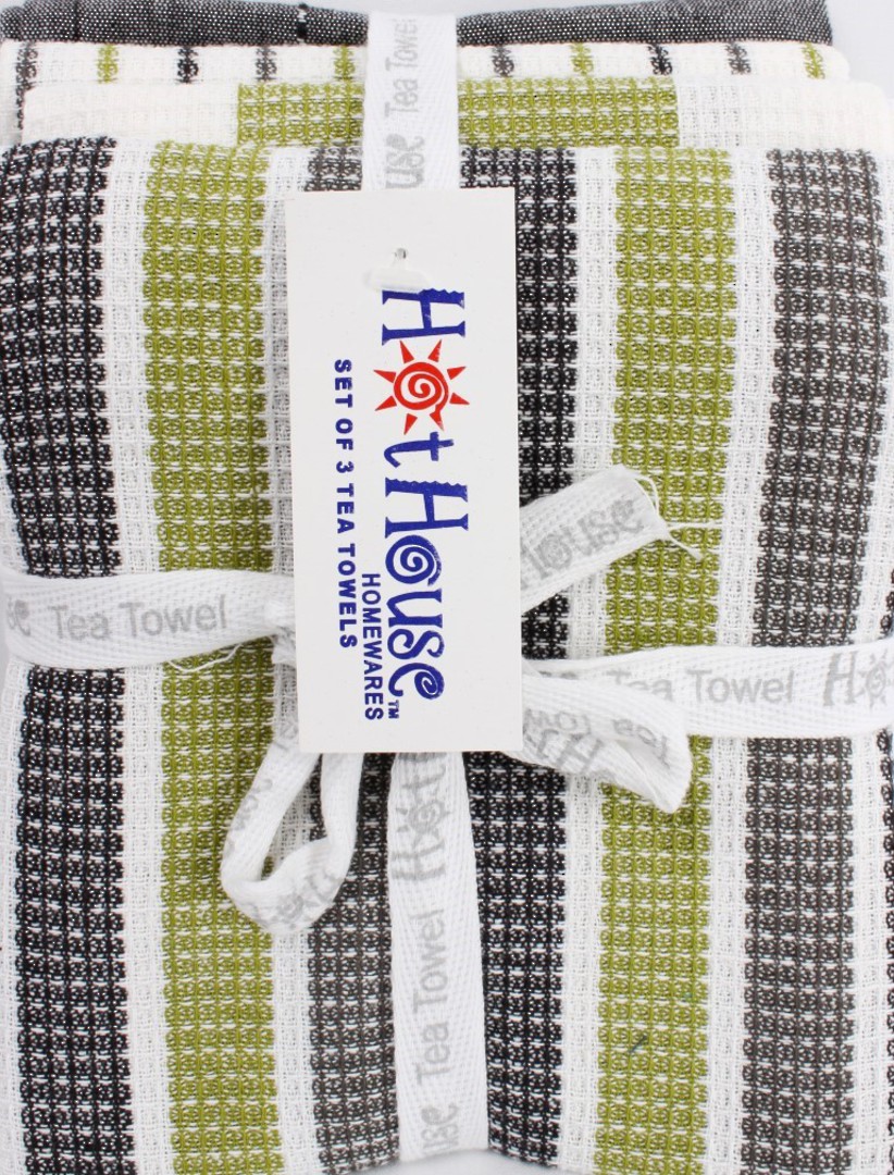 SPECIAL OFFER 4 pk tea towels 'weston' CODE:T/T-WEST/4PK/BLK (take $5.00 off per pack if you buy any 12pks) image 0